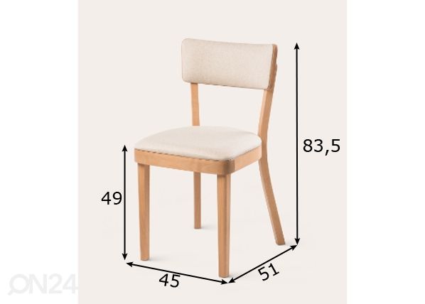 Ruokapöydän tuoli Solid mitat