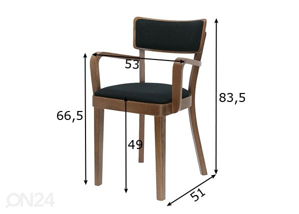 Ruokapöydän tuoli Solid mitat