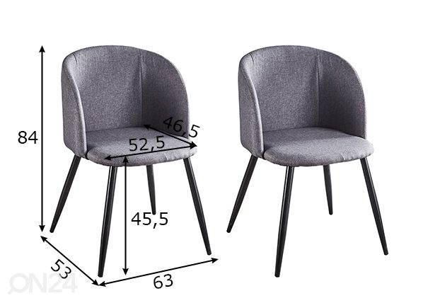 Ruokapöydän tuolit, 2 kpl mitat