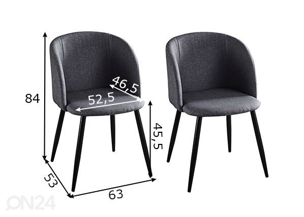 Ruokapöydän tuolit, 2 kpl mitat