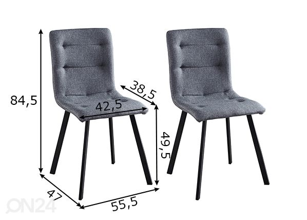 Ruokapöydän tuolit, 2 kpl mitat