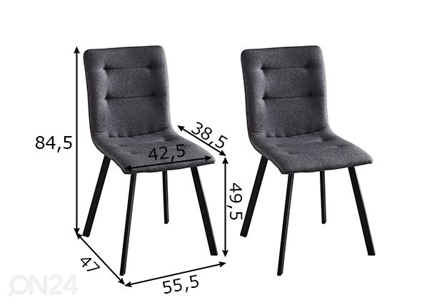 Ruokapöydän tuolit, 2 kpl mitat