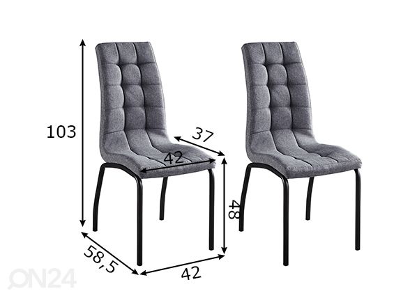 Ruokapöydän tuolit, 2 kpl mitat