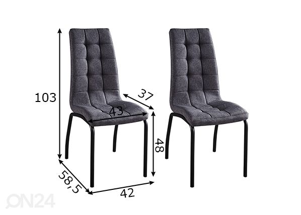 Ruokapöydän tuolit, 2 kpl mitat