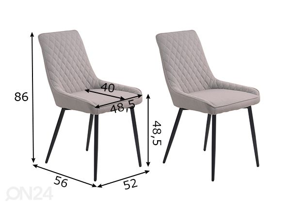 Ruokapöydän tuolit, 2 kpl mitat