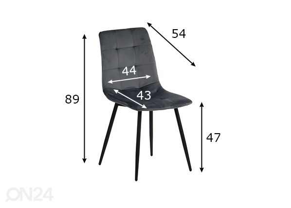 Ruokapöydän tuolit 4 kpl, harmaa mitat