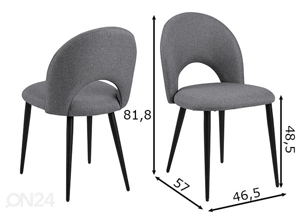 Ruokapöydän tuolit Ayla, 2 kpl mitat