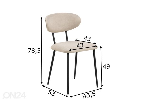 Ruokapöydän tuolit Daisy, 2 kpl mitat