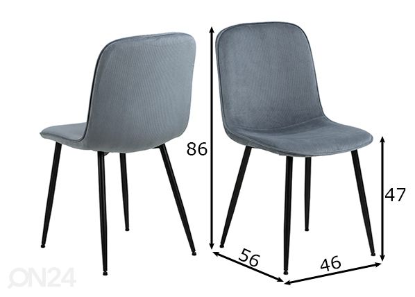 Ruokapöydän tuolit Delmy, 4 kpl mitat