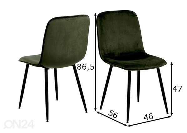 Ruokapöydän tuolit Dora, 4 kpl mitat