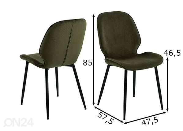 Ruokapöydän tuolit Femke, 4 kpl mitat