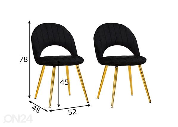 Ruokapöydän tuolit Glam (2 kpl), musta/ kullanvärinen mitat