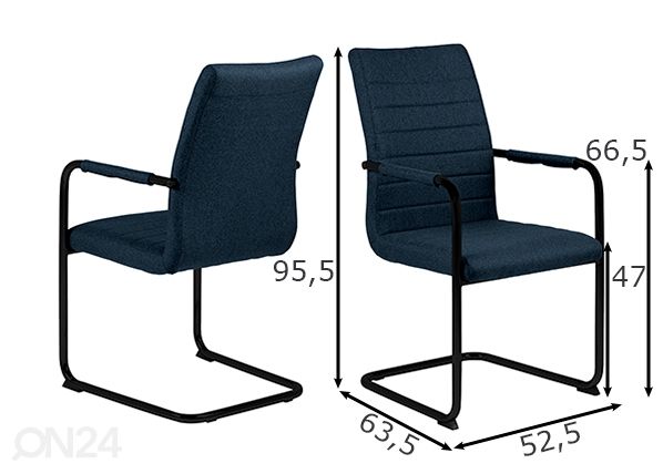 Ruokapöydän tuolit Gudrun, 2 kpl mitat