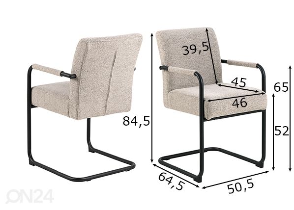Ruokapöydän tuolit Lele, 2 kpl mitat