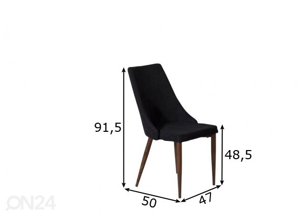 Ruokapöydän tuolit Leone, 2 kpl mitat