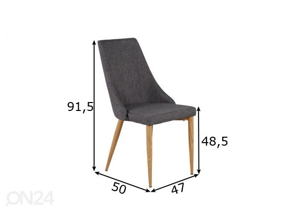 Ruokapöydän tuolit Leone, 2 kpl mitat