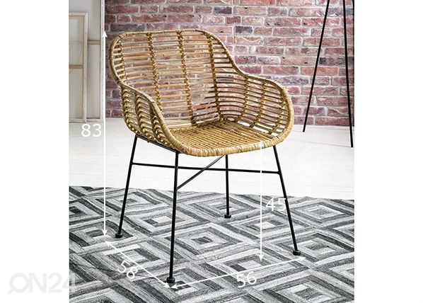 Ruokapöydän tuolit Rattan, 2 kpl mitat