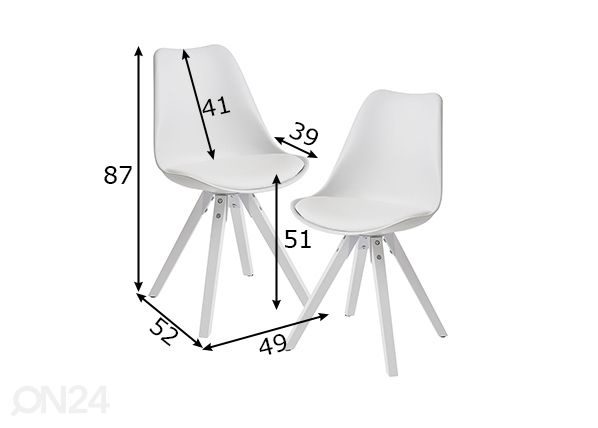 Ruokapöydän tuolit Scandinavish, 2 kpl mitat