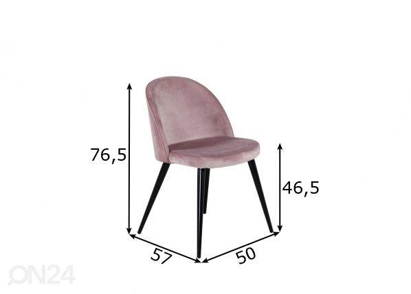 Ruokapöydän tuolit Velvet, 2 kpl mitat
