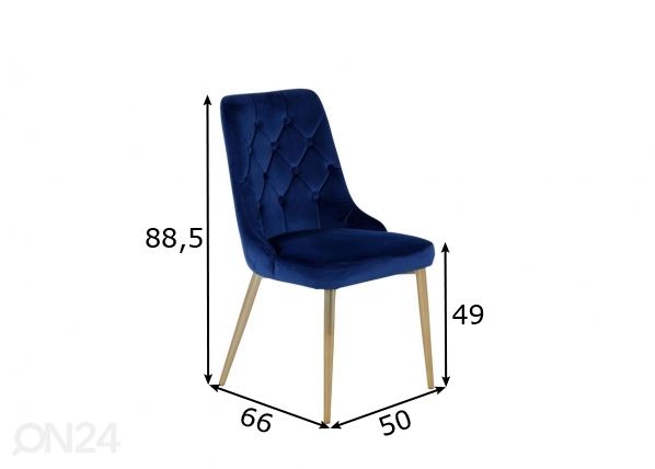Ruokapöydän tuolit Velvet Deluxe, 2 kpl mitat