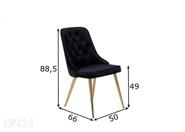 Ruokapöydän tuolit Velvet Deluxe, 2 kpl mitat