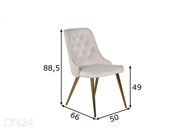 Ruokapöydän tuolit Velvet Deluxe, 2 kpl mitat