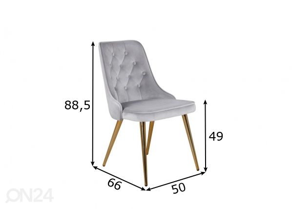 Ruokapöydän tuolit Velvet Deluxe, 2 kpl mitat