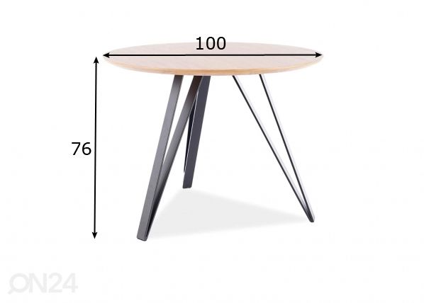 Ruokapöytä Ø 100 cm mitat