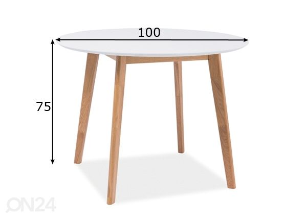 Ruokapöytä Ø 100 cm mitat