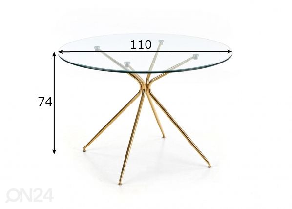 Ruokapöytä Ø 110 cm mitat