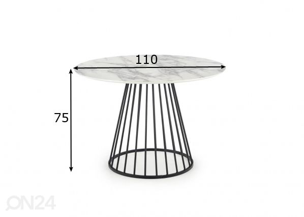 Ruokapöytä Ø 110 cm mitat