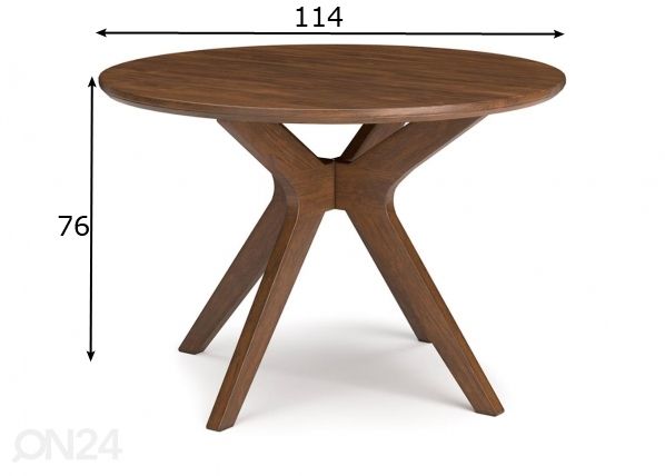 Ruokapöytä Ø 114 cm mitat