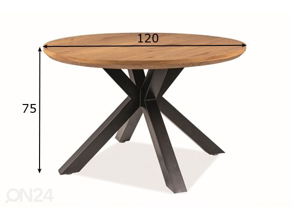 Ruokapöytä Ø 120 cm mitat