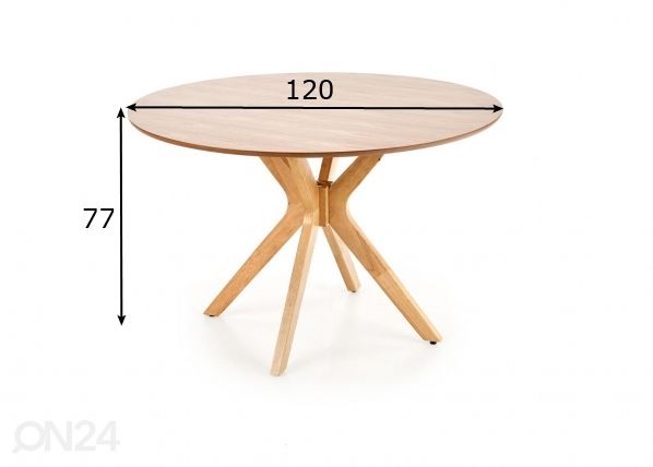 Ruokapöytä Ø 120 cm mitat