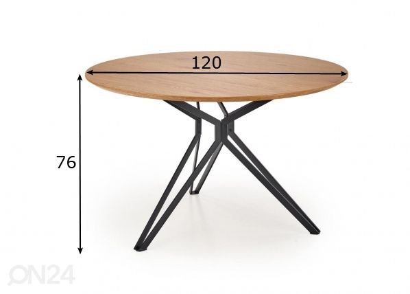 Ruokapöytä Ø 120 cm mitat