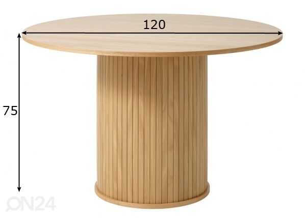 Ruokapöytä Ø 120 cm mitat