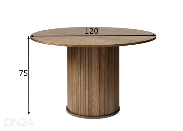Ruokapöytä Ø 120 cm mitat