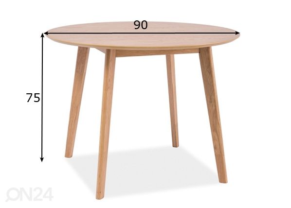 Ruokapöytä Ø 90 cm mitat