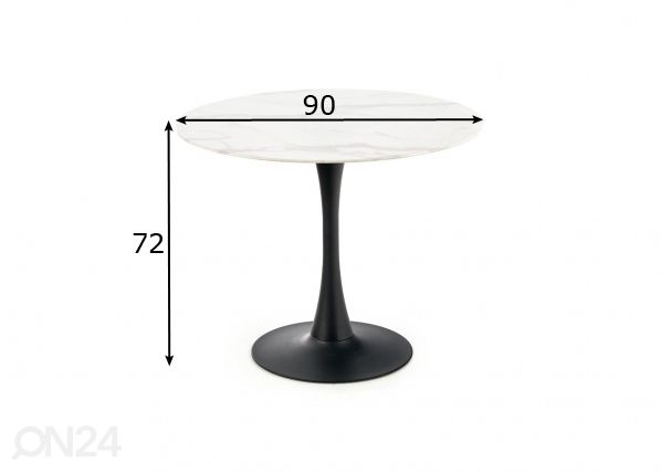 Ruokapöytä Ø 90 cm mitat