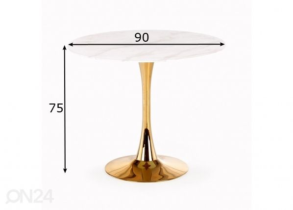 Ruokapöytä Ø 90 cm mitat