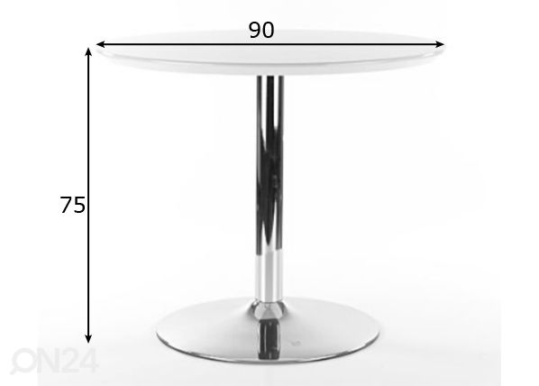 Ruokapöytä Ø 90 cm mitat
