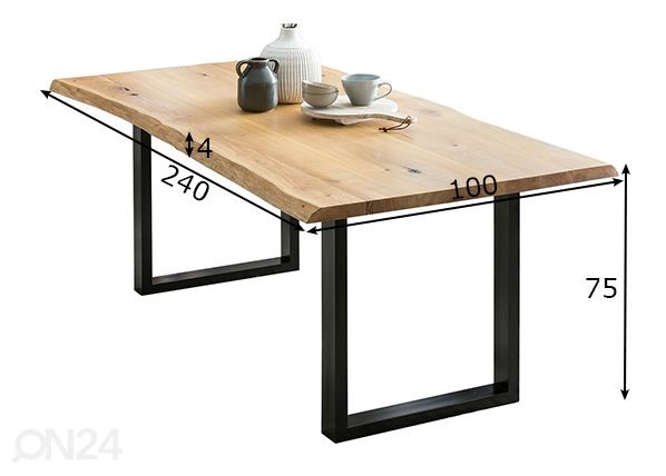 Ruokapöytä 100x240 cm mitat
