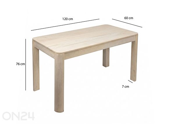 Ruokapöytä 120 cm, valkoinen mitat