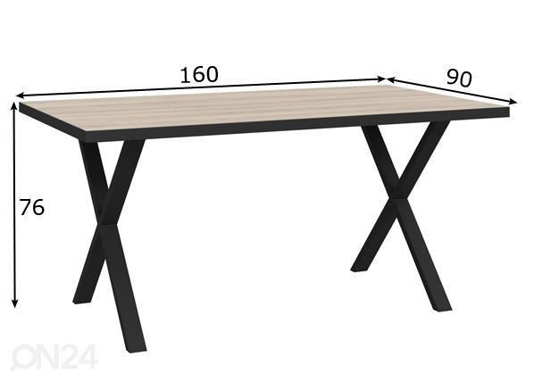 Ruokapöytä 160x90 cm mitat