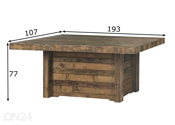 Ruokapöytä 193x107 cm mitat