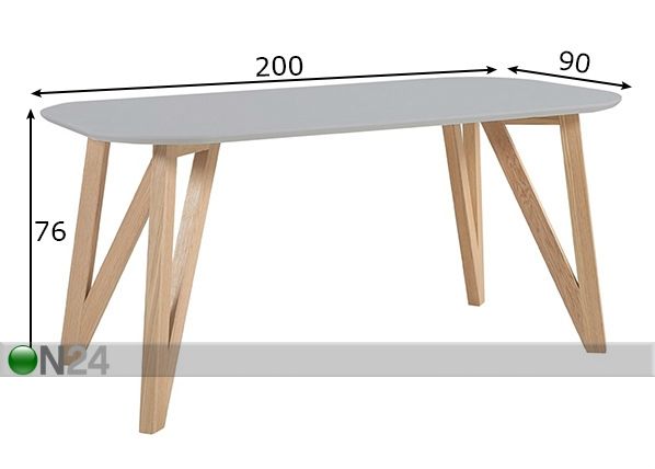 Ruokapöytä 200x90 cm mitat