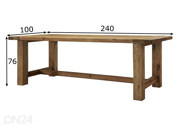 Ruokapöytä 240x100 cm mitat