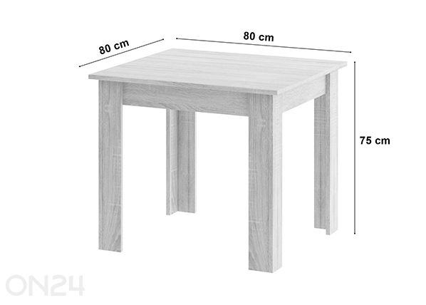 Ruokapöytä + 4 tuolia mitat