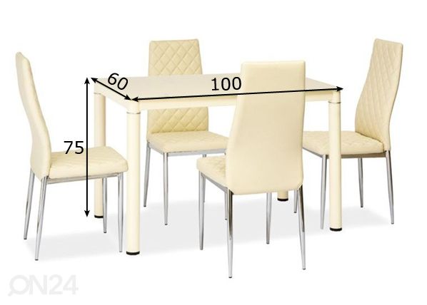 Ruokapöytä 60x100 cm mitat