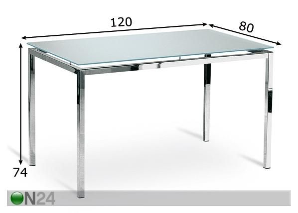 Ruokapöytä 80x120 cm mitat